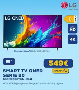 Euronics LG SMART TV QNED SERIE 80 55QNED80T6A - BLU offerta