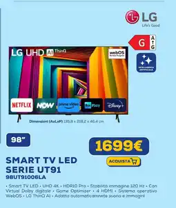 Euronics LG SMART TV LED SERIE UT91 98UT91006LA offerta