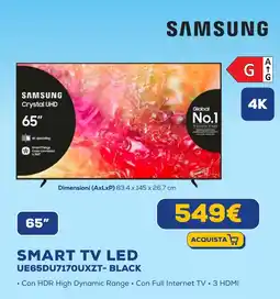 Euronics SAMSUNG SMART TV LED UE65DU7170UXZT-BLACK offerta