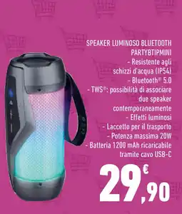 Conad Superstore Speaker luminoso bluetooth partybtipmini offerta