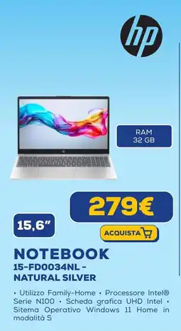 Euronics hp NOTEBOOK 15-FD0034NL - NATURAL SILVER offerta