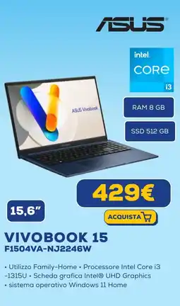 Euronics ASUS VIVOBOOK 15 F1504VA-NJ2246W offerta