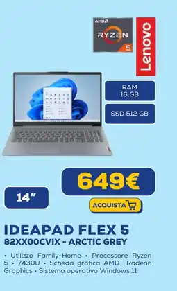 Euronics Lenovo IDEAPAD FLEX 5 82XX00CVIX - ARCTIC GREY offerta
