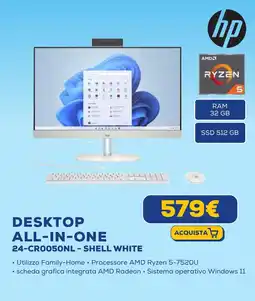 Euronics hp DESKTOP ALL-IN-ONE 24-CRO050NL - SHELL WHITE offerta