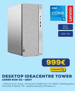 Euronics Lenovo DESKTOP IDEACENTRE TOWER 14IRR9 NON-ES - GREY offerta