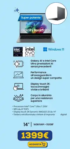Euronics SAMSUNG Galaxy Book5 Pro offerta