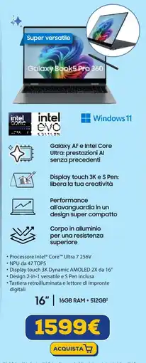 Euronics SAMSUNG Galaxy Book5 Pro 360 offerta