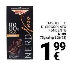 Supermercati Gulliver Tavolette di cioccolato fondente NOVI offerta