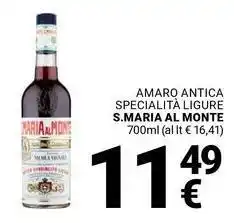 Supermercati Gulliver Amaro antica specialità ligure S.MARIA AL MONTE offerta