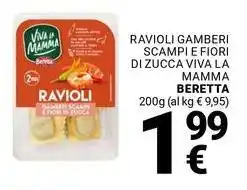 Supermercati Gulliver Ravioli gamberi scampi e fiori di zucca viva la mamma BERETTA offerta