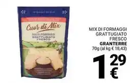 Supermercati Gulliver Mix di formaggi grattugiato fresco GRANTERRE offerta