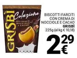 Supermercati Gulliver Biscotti farciti con crema di nocciole e cacao GRISBÌ offerta