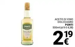 Supermercati Gulliver Aceto di vino dolceagro PONTI offerta