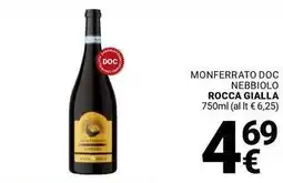 Supermercati Gulliver Monferrato doc nebbiolo ROCCA GIALLA offerta