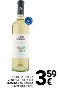 Supermercati Gulliver Ribolla gialla venezia giulia igt TENUTA SANT'ANNA offerta