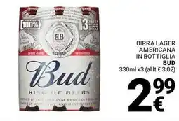 Supermercati Gulliver Birra lager americana in bottiglia BUD offerta