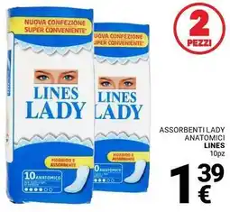 Supermercati Gulliver Assorbenti lady anatomici LINES offerta