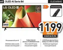 Unieuro LG 65" OLED AI Serie B4 OLED65B42 offerta