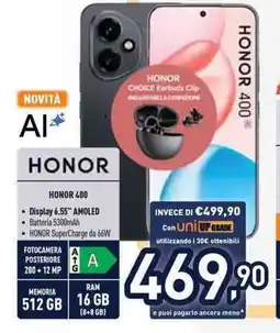 Unieuro Honor 400 offerta