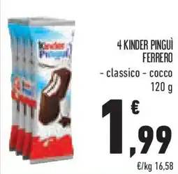 Conad Superstore 4 kinder pinguì ferrero offerta