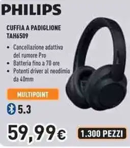 Unieuro PHILIPS cuffia a padiglione TAH6509 offerta