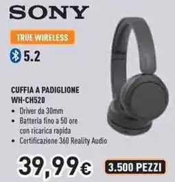 Unieuro SONY Cuffia a padiglione WH-CH520 offerta