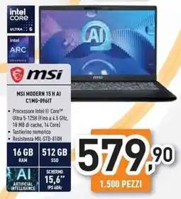 Unieuro msi MODERN 15 H AI CIMG-0961T offerta