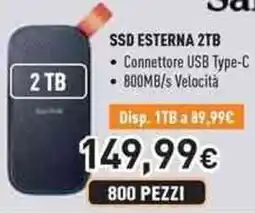 Unieuro SanDisk SSD ESTERNA 2TB offerta
