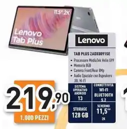 Unieuro Lenovo Tab Plus ZADX0091SE offerta