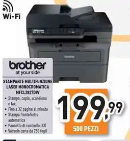 Unieuro Brother stampante multifunzione laser monocromatica MFCL2827DW offerta