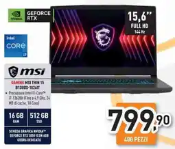 Unieuro msi GAMING MSI THIN 15 B13UDX-1826IT offerta