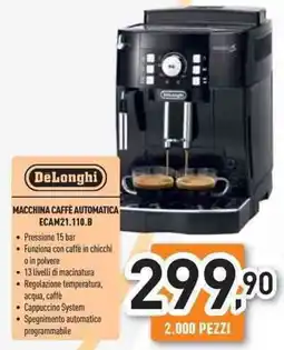 Unieuro DeLonghi Macchina caffé automatica ECAM21.110.B offerta