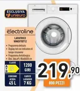 Unieuro Electroline Lavatrice WMEVT0712 offerta