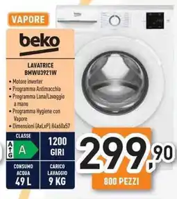 Unieuro beko Lavatrice BMWU3921W offerta