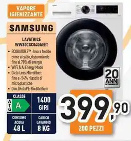 Unieuro SAMSUNG Lavatrice WW80CGC04DAEET offerta