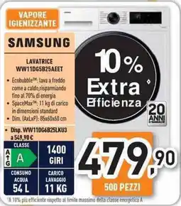Unieuro SAMSUNG Lavatrice WW11DG5B25AEET offerta