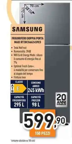 Unieuro SAMSUNG frigorifero doppia porta Maxi RT38CG6624S9ES offerta