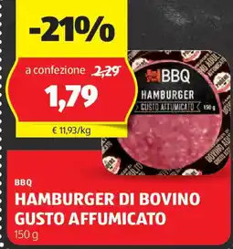 ALDI BBQ Hamburger di bovino gusto affumicato offerta