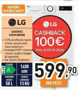 Unieuro LG Lavatrice F4R3013NSWB offerta