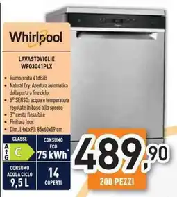 Unieuro Whirlpool lavastoviglie WF03041PLX offerta