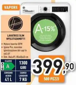 Unieuro Hoover lavatrice slim HPS4374DAMB711 offerta
