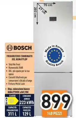 Unieuro BOSCH frigorifero combinato XXL KGN497LDF offerta