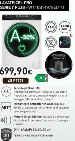 Unieuro Haier lavatrice i-pro serie 7 plus HW110B14979EU1IT offerta