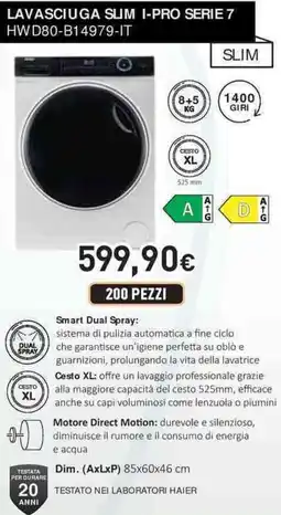 Unieuro Haier lavasciuga slim i-pro serie 7 HWD80-B14979-IT offerta