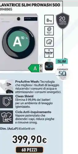 Unieuro CANDY 80 Lavatrice slim prowash 500 BR48B6S offerta