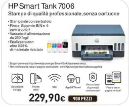 Unieuro HP Smart Tank 7006 Stampe di qualità professionale, senza cartucce offerta