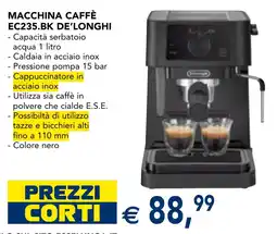 Esselunga Macchina caffè EC235.BK DE'LONGHI offerta