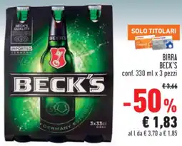 Conad Birra BECK'S conf. pezzi offerta