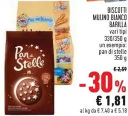 Conad Biscotti Mulino Bianco barilla vari tipi offerta