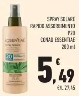 Conad Spray solare rapido assorbimento P20 CONAD ESSENTIAE offerta